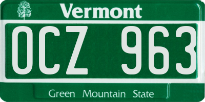 VT license plate OCZ963
