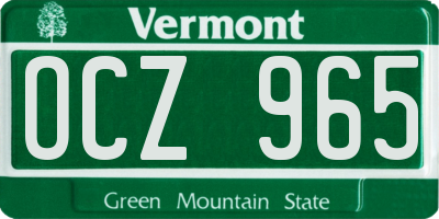 VT license plate OCZ965