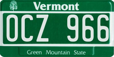 VT license plate OCZ966