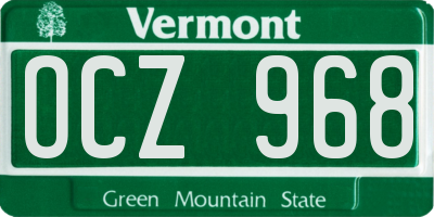 VT license plate OCZ968