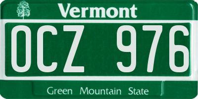 VT license plate OCZ976