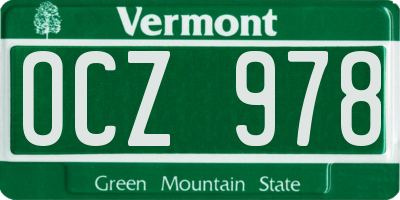 VT license plate OCZ978
