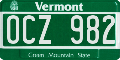 VT license plate OCZ982