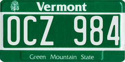 VT license plate OCZ984