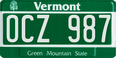 VT license plate OCZ987