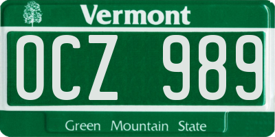 VT license plate OCZ989