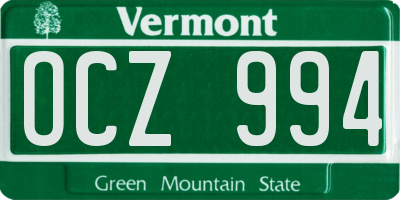 VT license plate OCZ994