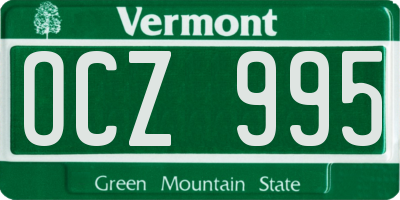 VT license plate OCZ995