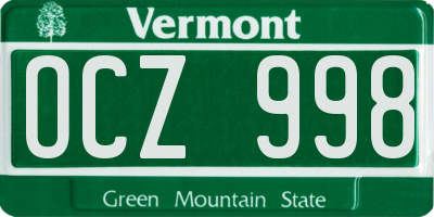 VT license plate OCZ998