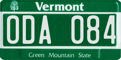 VT license plate ODA084