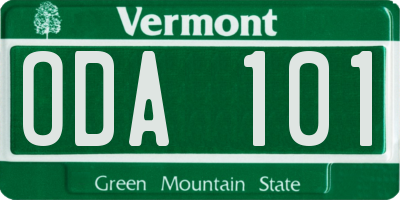 VT license plate ODA101