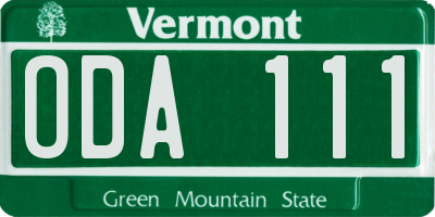 VT license plate ODA111