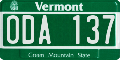 VT license plate ODA137
