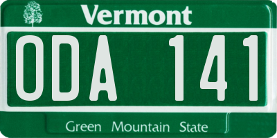 VT license plate ODA141