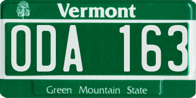 VT license plate ODA163