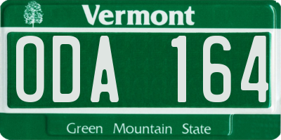 VT license plate ODA164