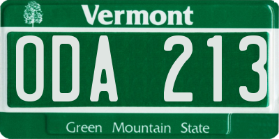 VT license plate ODA213