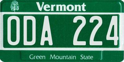 VT license plate ODA224