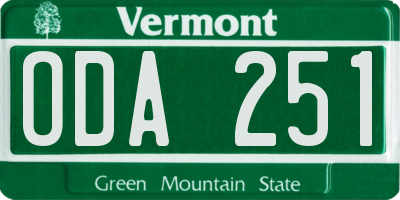 VT license plate ODA251