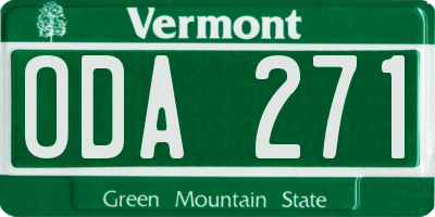 VT license plate ODA271