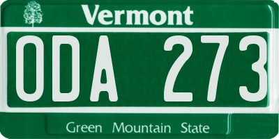 VT license plate ODA273
