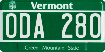 VT license plate ODA280