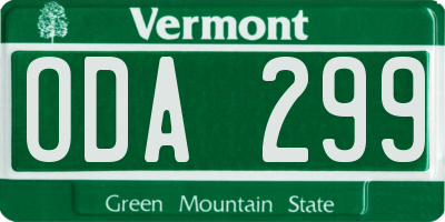 VT license plate ODA299