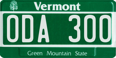 VT license plate ODA300