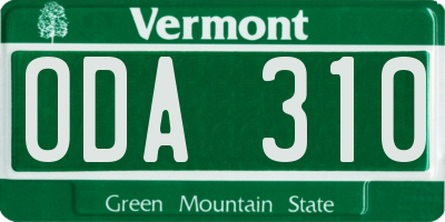 VT license plate ODA310