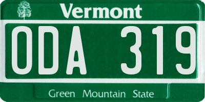 VT license plate ODA319