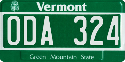VT license plate ODA324
