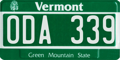 VT license plate ODA339