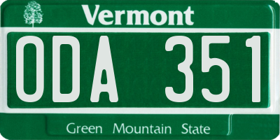 VT license plate ODA351