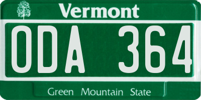 VT license plate ODA364