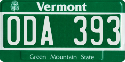 VT license plate ODA393