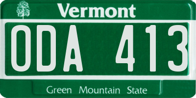 VT license plate ODA413
