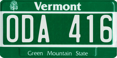 VT license plate ODA416