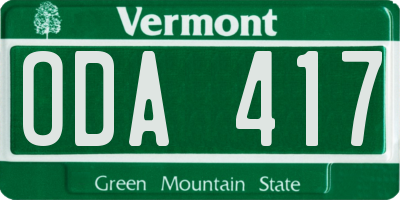 VT license plate ODA417