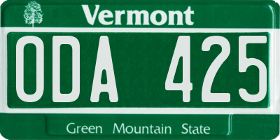 VT license plate ODA425