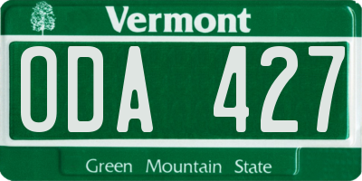 VT license plate ODA427