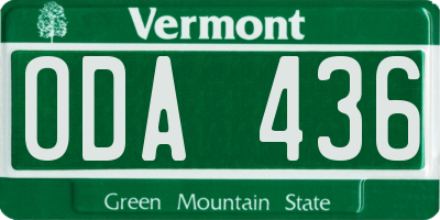 VT license plate ODA436