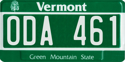 VT license plate ODA461