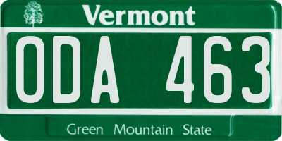 VT license plate ODA463