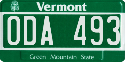 VT license plate ODA493