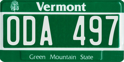 VT license plate ODA497