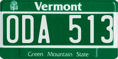 VT license plate ODA513