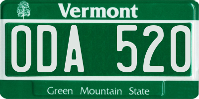 VT license plate ODA520