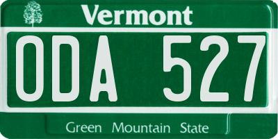 VT license plate ODA527