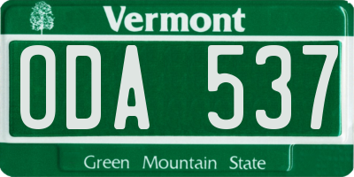 VT license plate ODA537