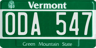 VT license plate ODA547